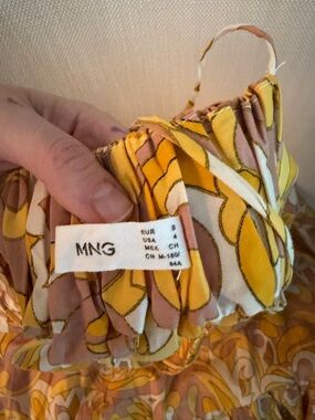 Mango Yellow and Pink Printed Maxi Dress